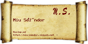 Miu Sándor névjegykártya